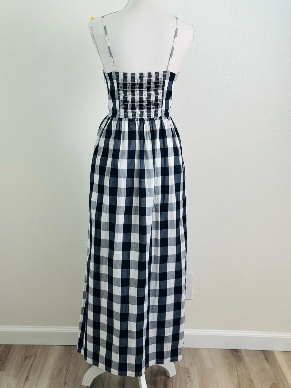 J. Crew Factory Navy and White Gingham Cotton Poplin Maxi Dress Size 12